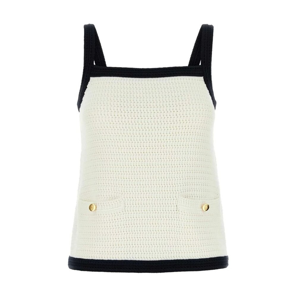 Gucci Stretch Crochet Cotton Tank Top White M 819376